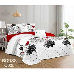 GENERICO - Cobertor Tipo Quilt de Verano / Cubrecamas 2 Plazas Blanco Rosas