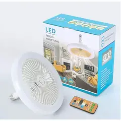 ANGELES DEL HOGAR - Lámpara foco Led Con Ventilador de Techo y Mando control 30w