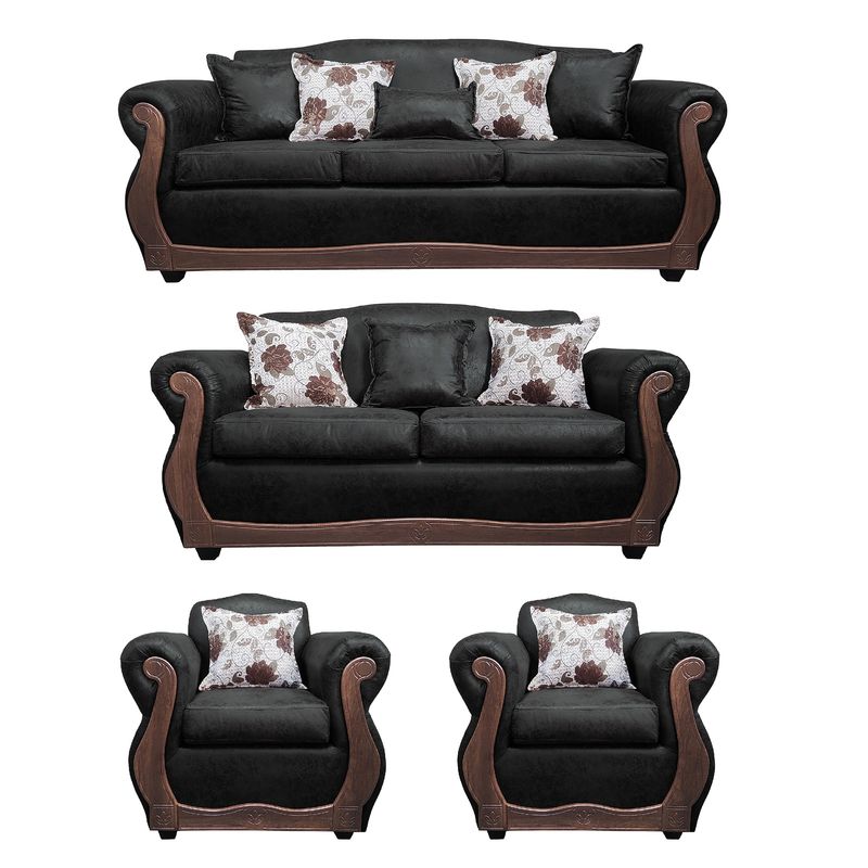 AMERICA DECORA - Living 4-3-1-1 Grand Santi Envejecido Negro X