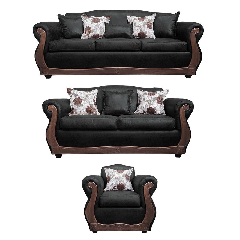 AMERICA DECORA - Living 4-3-1 Grand Santi Envejecido Negro X