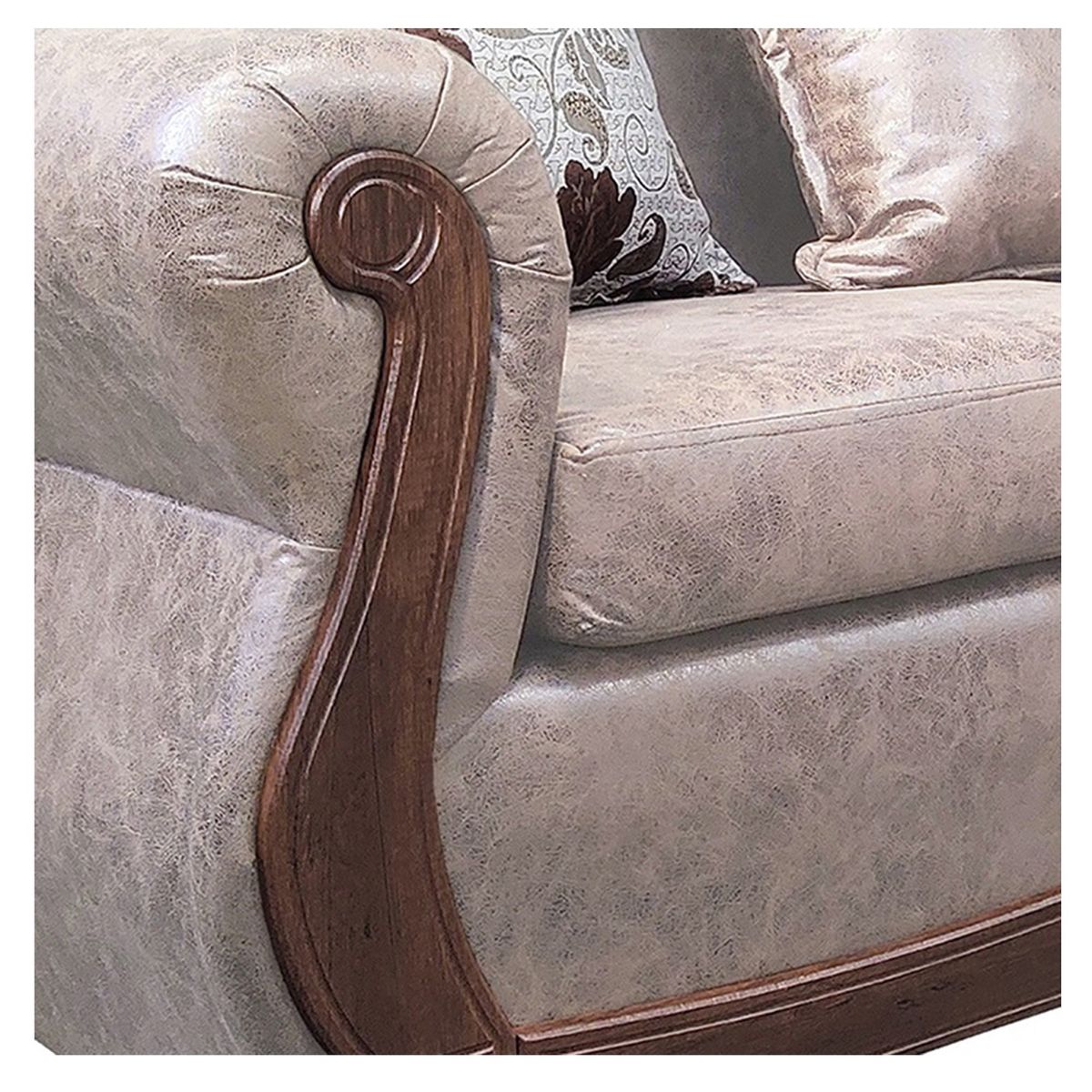 AMERICA DECORA - Sofá Con Resorte Estructural 3 Cuerpos Grand Santi Envejecido Beige X