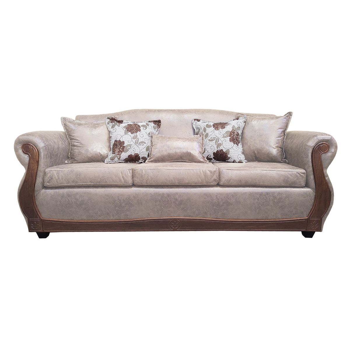 AMERICA DECORA - Sofá Con Resorte Estructural 4 Cuerpos Grand Santi Envejecido Beige X