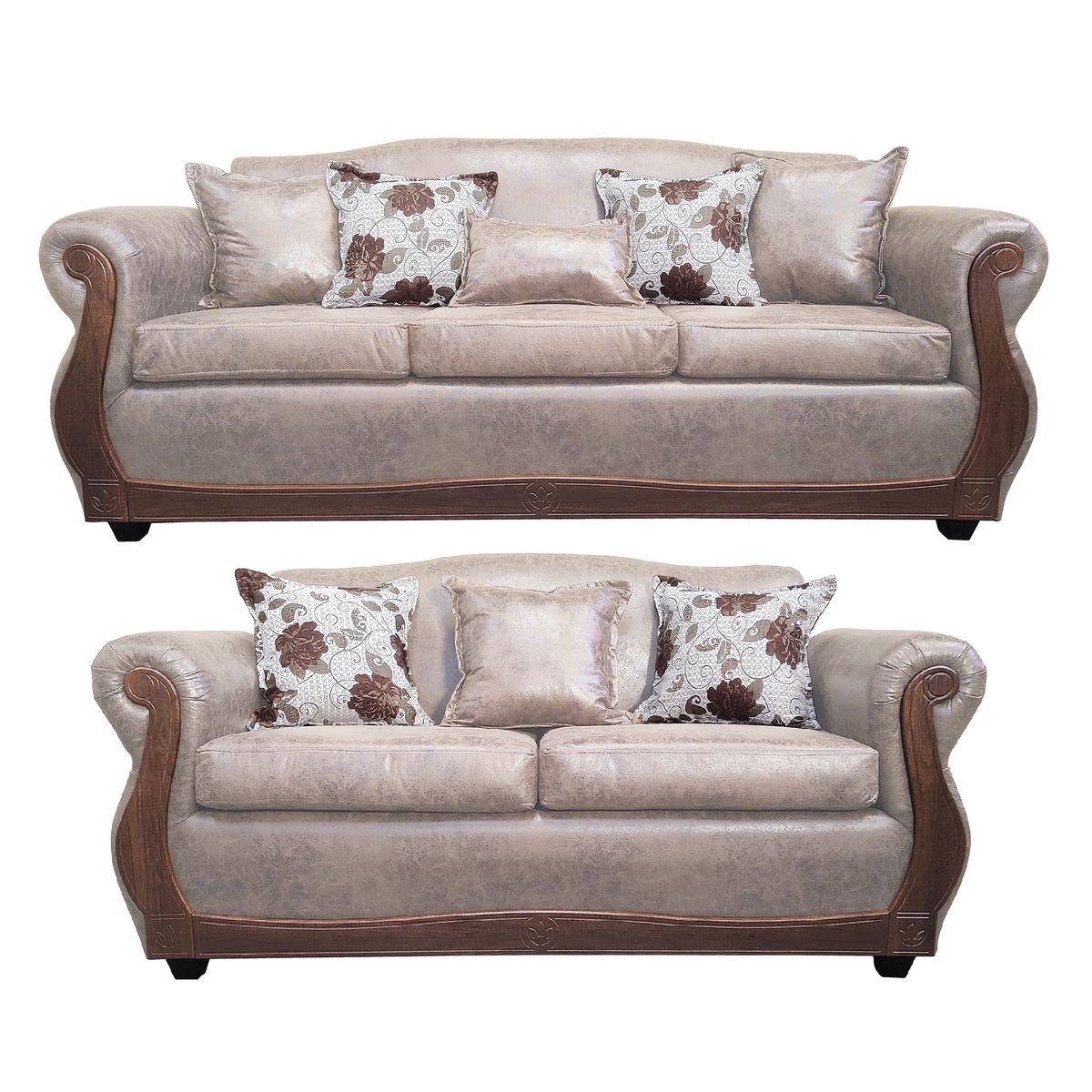 AMERICA DECORA - Living Con Resorte Estructural 7 Cuerpos 4+3 Grand Santi Envejecido Beige X