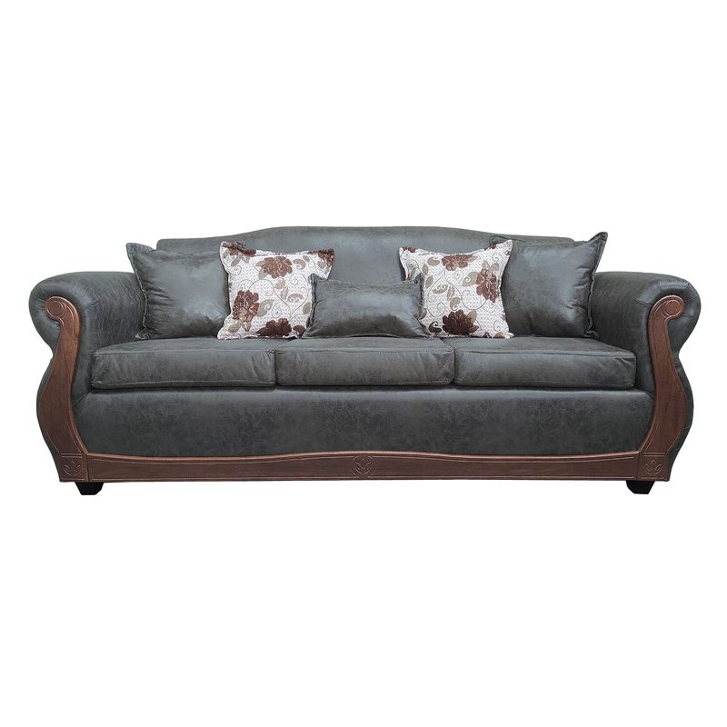 AMERICA DECORA - Sofá Para 4 Personas Grand Santi Envejecido Gris Oscuro X