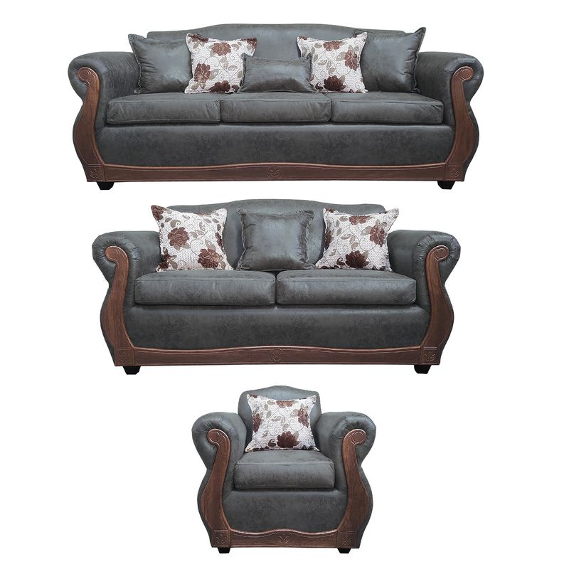 AMERICA DECORA - Living 4-3-1 Grand Santi Envejecido Gris Oscuro X