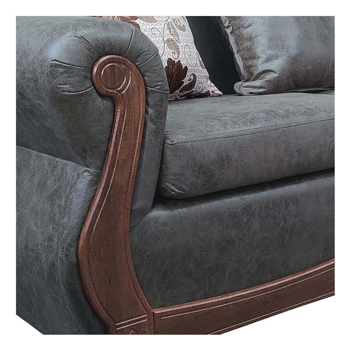 AMERICA DECORA - Living Con Resorte Estructural 8 Cuerpos 4+3+1 Grand Santi Envejecido Gris Oscuro X