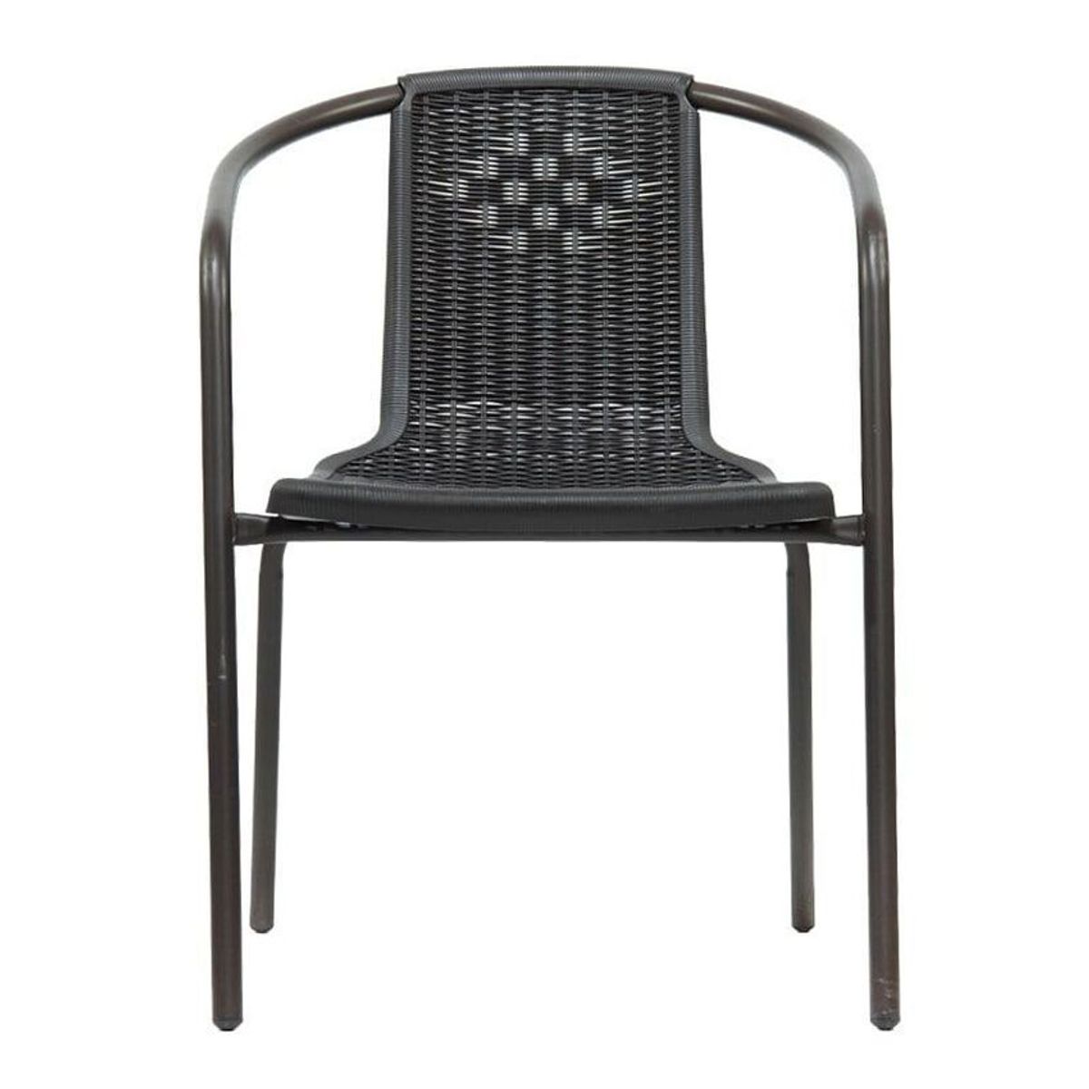 GENERICO - Silla Genova De Rattan Plastico Marron Oscuro