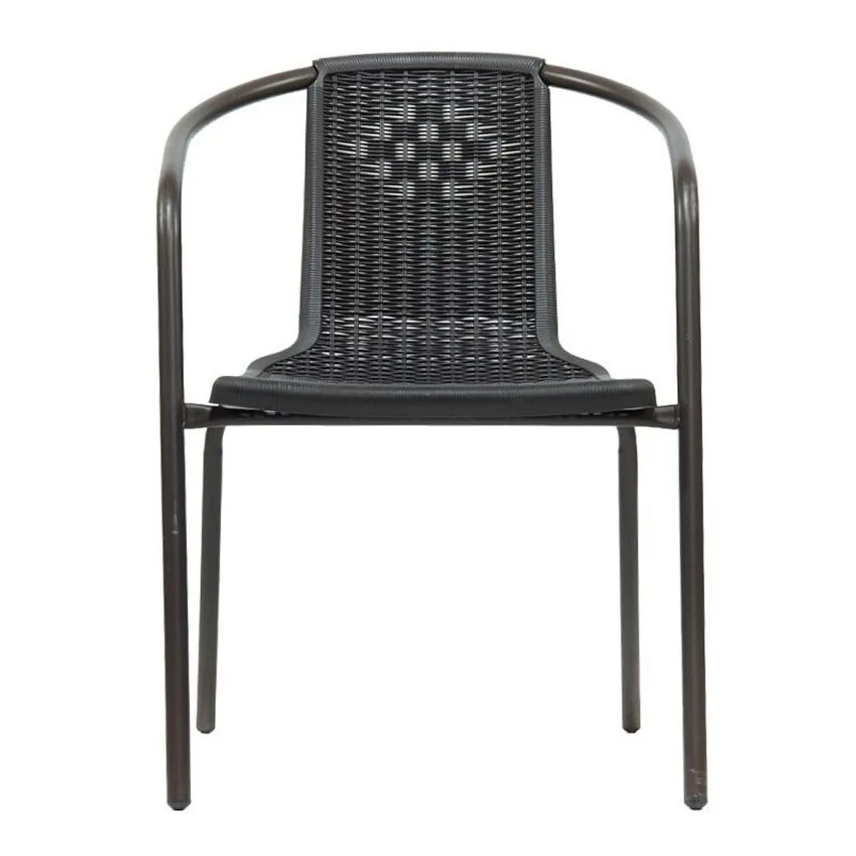 GENERICO - Silla Genova De Rattan Plastico Marron Oscuro