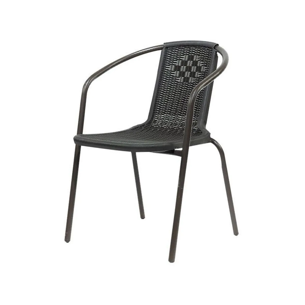 GENERICO - Silla Genova De Rattan Plastico Marron Oscuro
