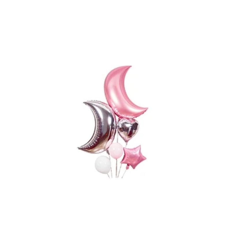 GENERICO - Sets De Globos Lunasestrella Rosaplata 6pcs