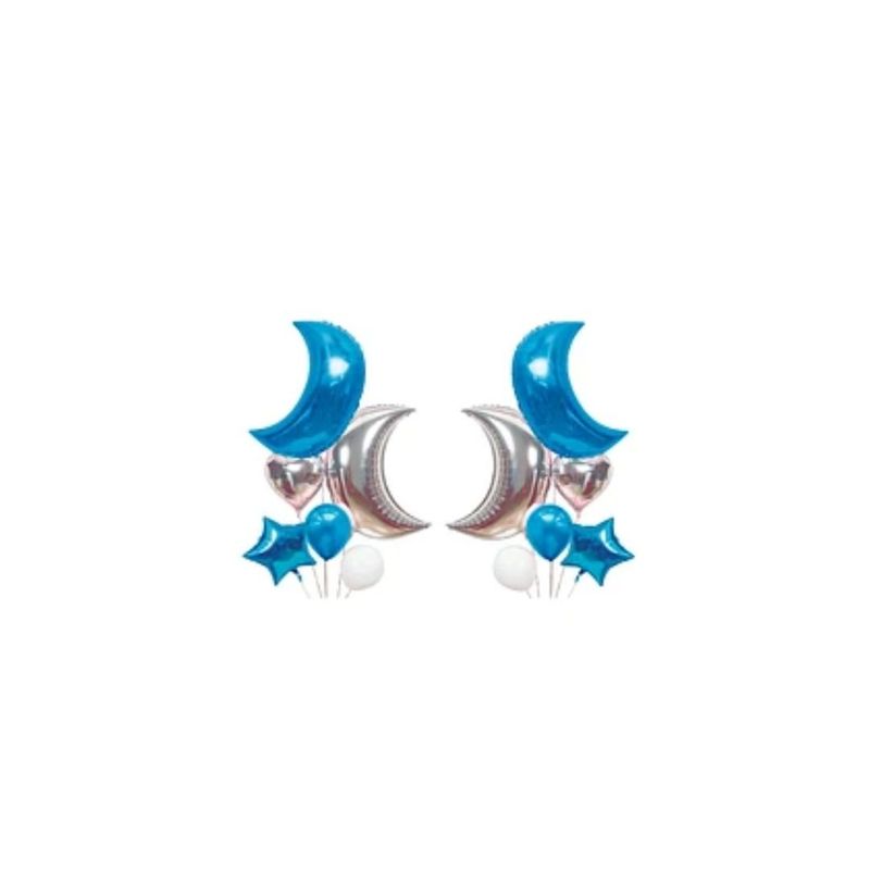 GENERICO - Sets De Globos Lunasestrella Azulplata 6pcs