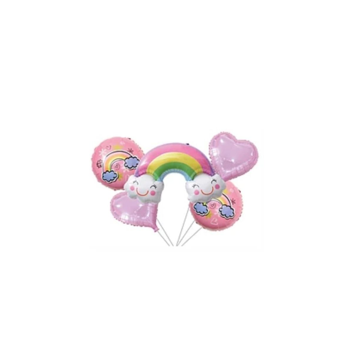 GENERICO - Sets De Globo Arcoiris Con Nubescorazón 5pcs
