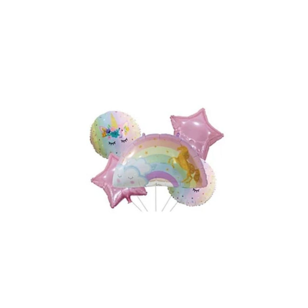 GENERICO - Set De Globos Unicornio y Arcoiris 5pcs