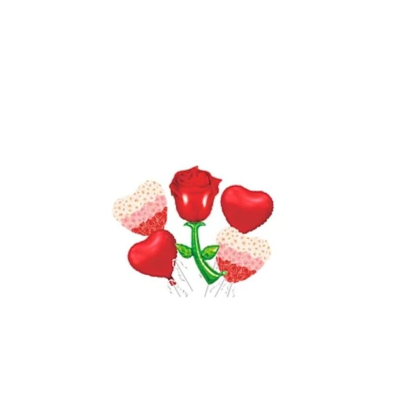 GENERICO - Set De Globos Metálicos Rosa Roja 5pcs