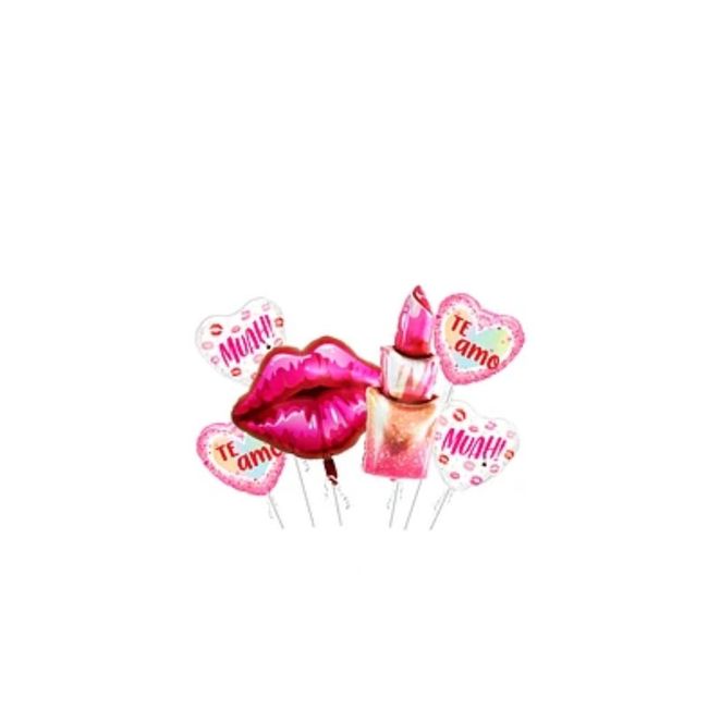 GENERICO - Set De Globos Metalicos Labios y Labial 6pcs