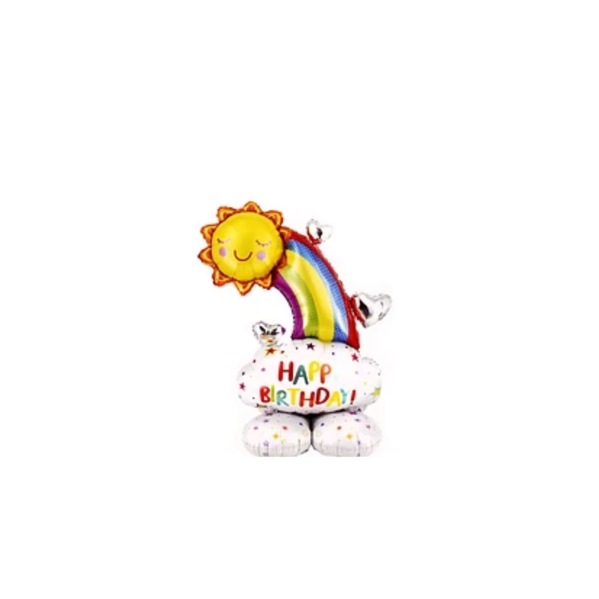 GENERICO - Globo Metálico Arcoiris Happy Birthday Con Globo Base
