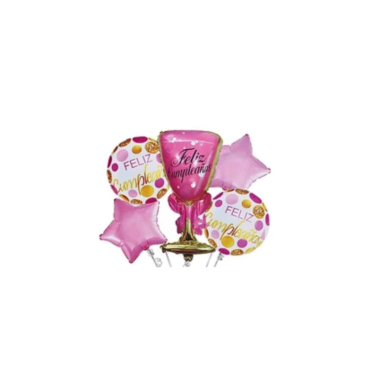 GENERICO - Set De Globos Metálicos Copa Rosa 5pcs