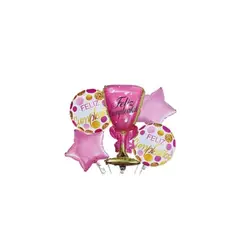 GENERICO - Set De Globos Metálicos Copa Rosa 5pcs