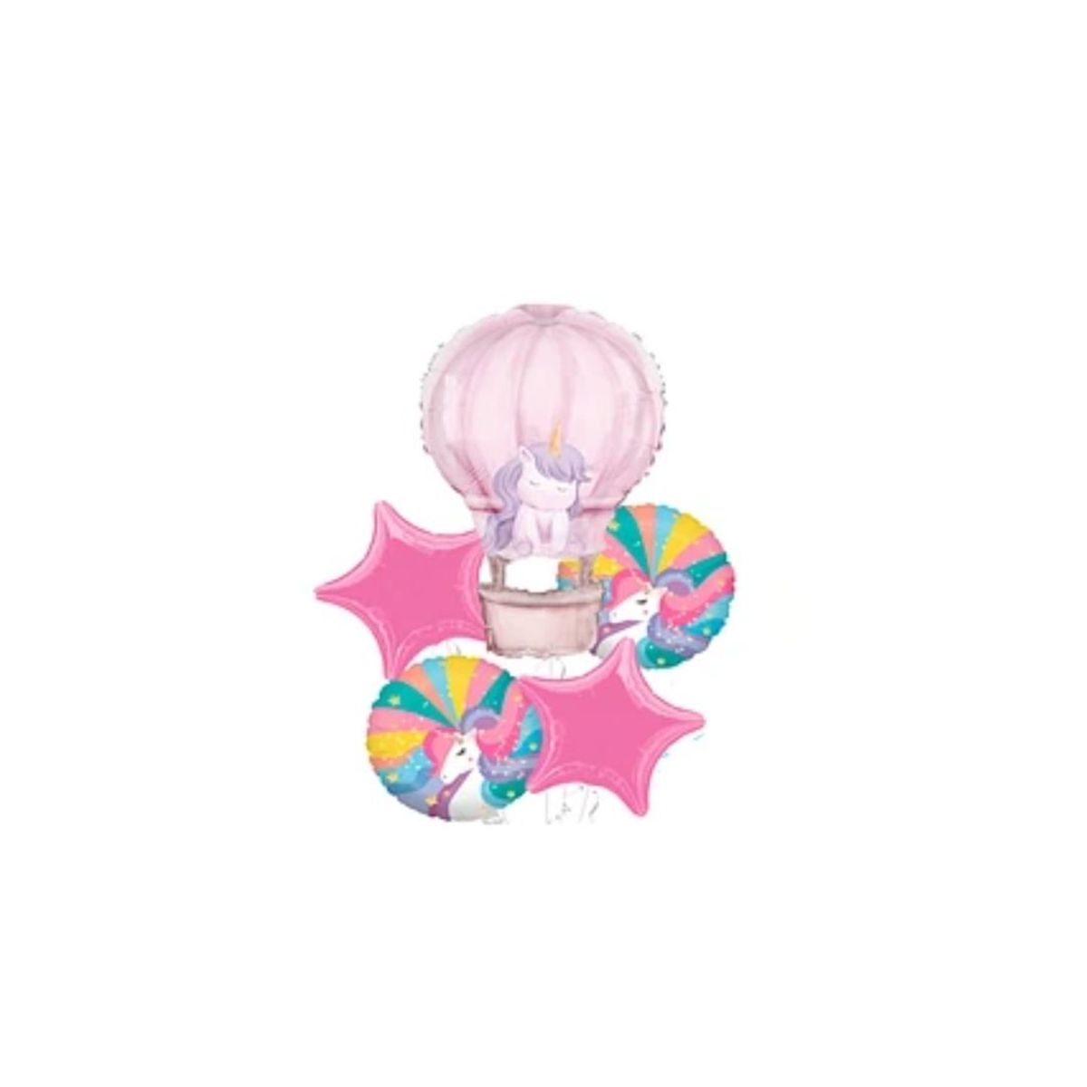 GENERICO - Set De Globos Metalizado Aerostático Unicornio 5pcs