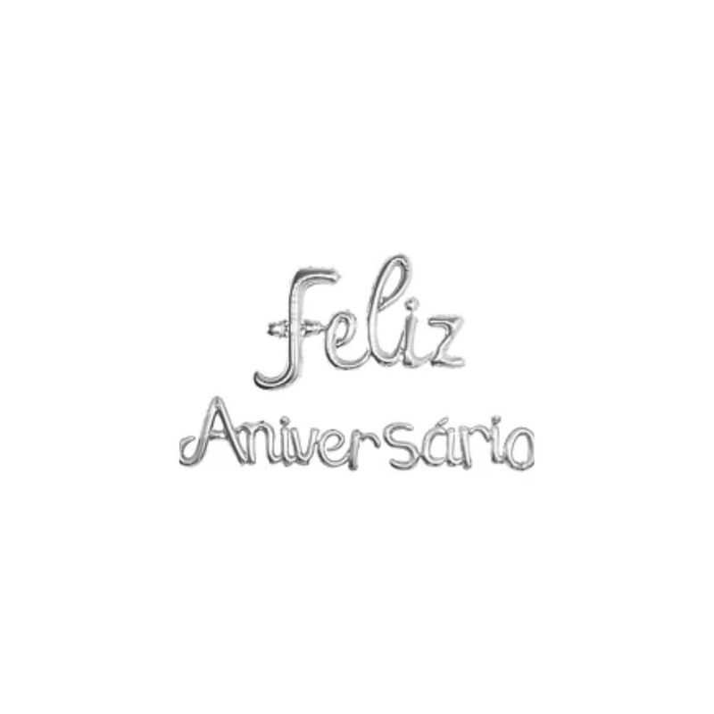 GENERICO - Set De Globos Feliz Aniversaio Plateado