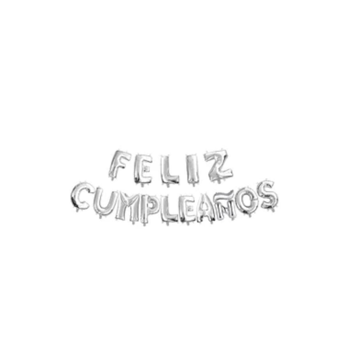GENERICO - Set De Globos Feliz Cumpleaños Color Plata 16 Pulgadas