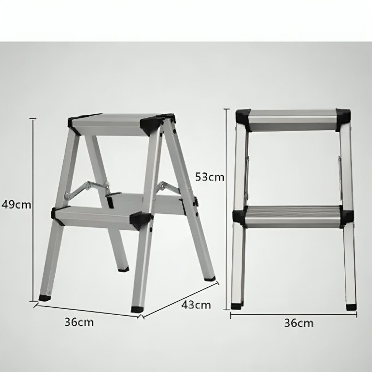 OEM - Escalera Taburete Plegable 2 Peldaños Aluminio