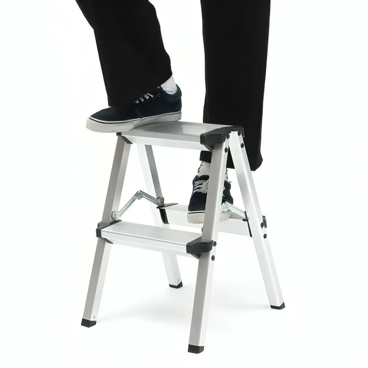 OEM - Escalera Taburete Plegable 2 Peldaños Aluminio