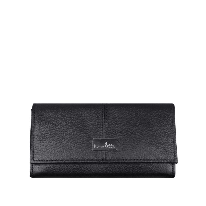 NICOLETTA - Billetera Mujer Nicoletta 100% cuero genuino negro