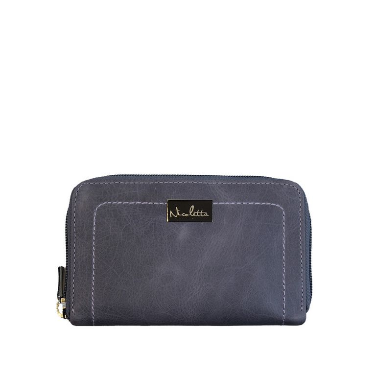 Billetera Mujer azul 100% cuero genuino Azul TALLA UNICA