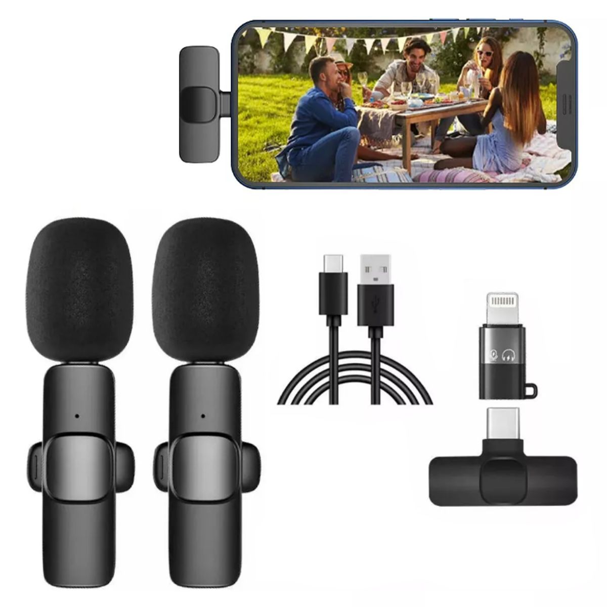 GENERICO - Micrófonos Lavalier Inalámbrico Para iPhone iPad Y Android