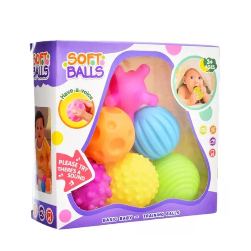GENERICO - Soft Balls 6 Pelotas Sensoriales Texturizadas Para Bebes