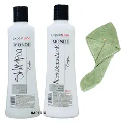 GENERICO - Kit Shampoo Acondicionador Monoi +turbante Pack 3