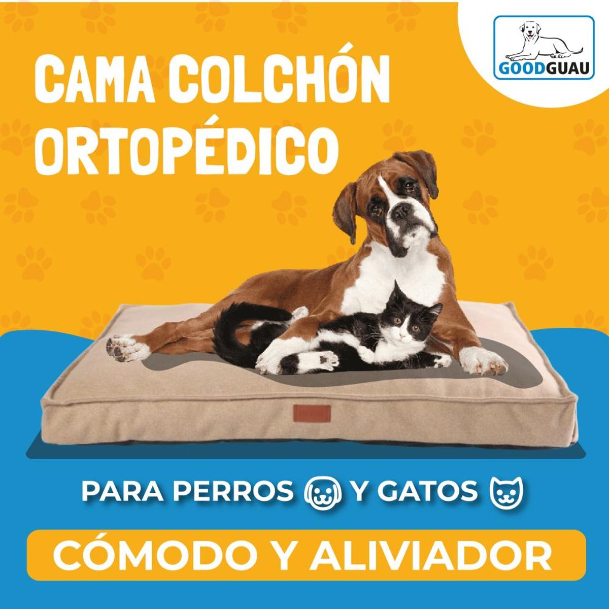 GOODGUAU - Cama Colchon Ortopédica GG 100 cm L Beige