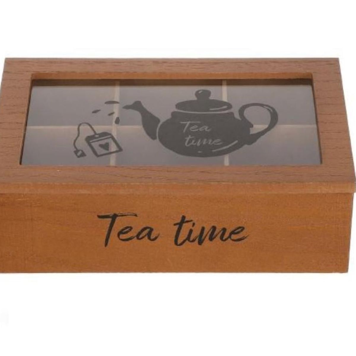 GENERICO - Caja De Té Mediana De Madera 6 Espacios Tea Time