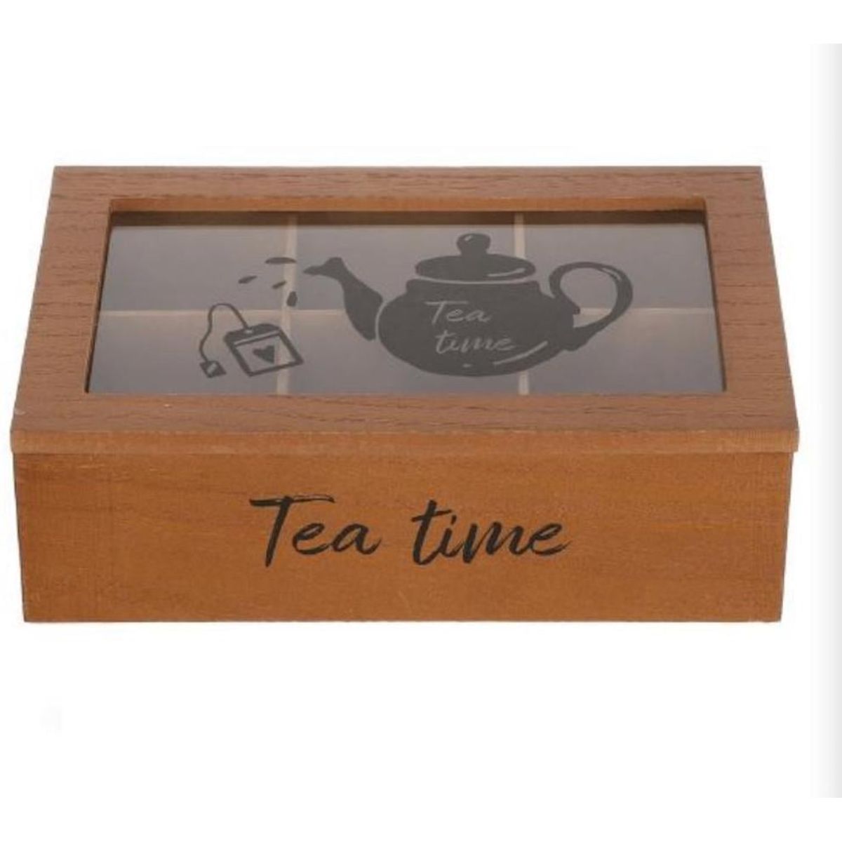 GENERICO - Caja De Té Mediana De Madera 6 Espacios Tea Time