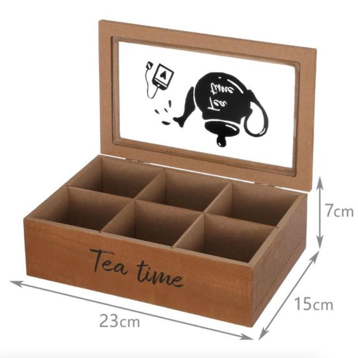 GENERICO - Caja De Té Mediana De Madera 6 Espacios Tea Time
