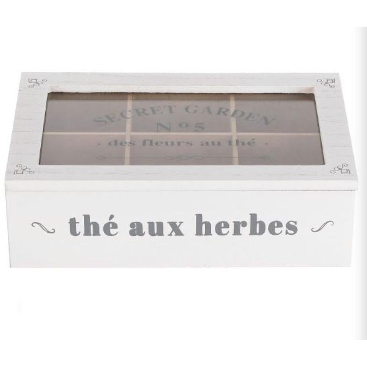 GENERICO - Caja De Té Mediana De Madera 6 Espacios The Herbes