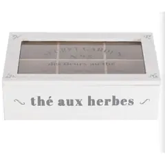 GENERICO - Caja De Té Mediana De Madera 6 Espacios The Herbes