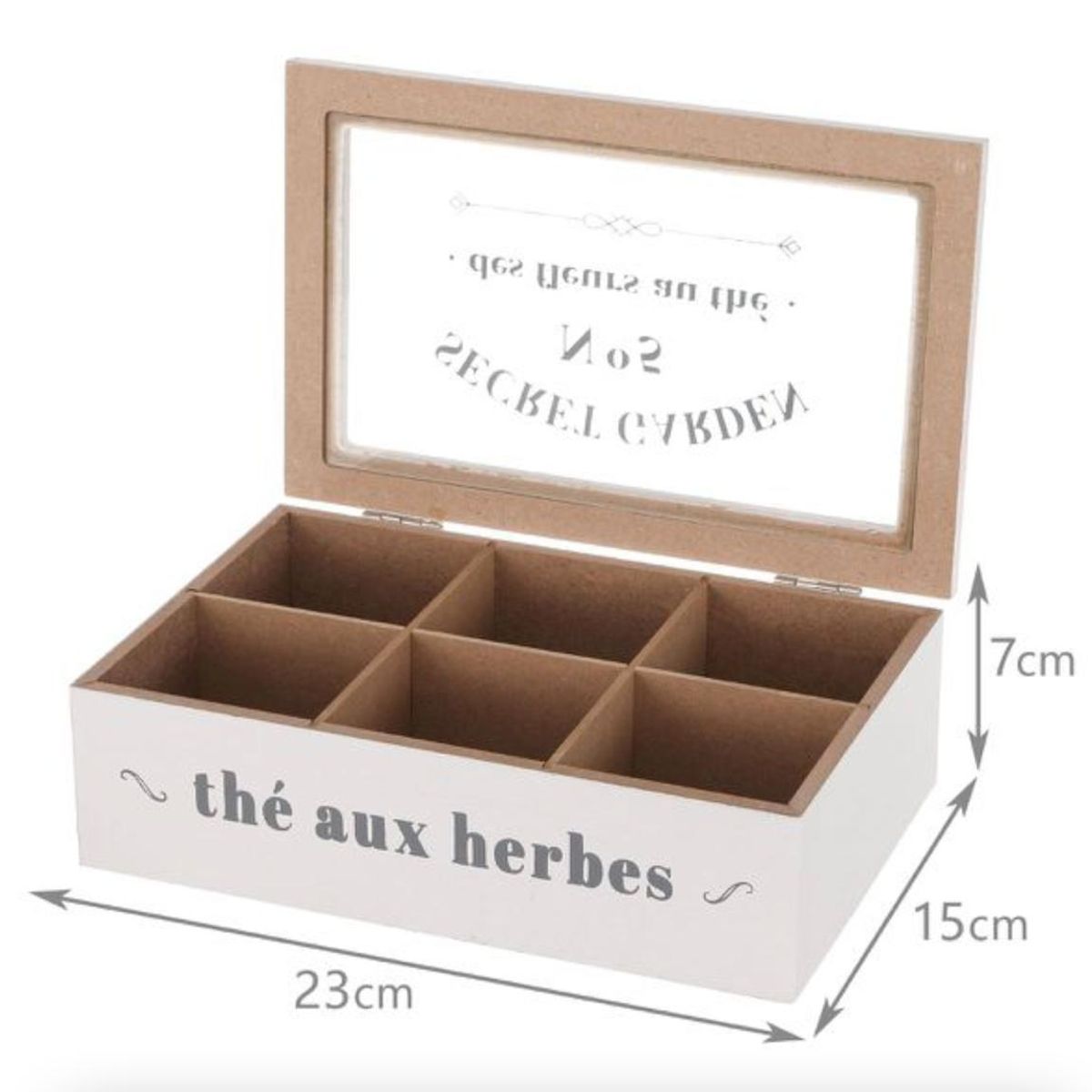 GENERICO - Caja De Té Mediana De Madera 6 Espacios The Herbes