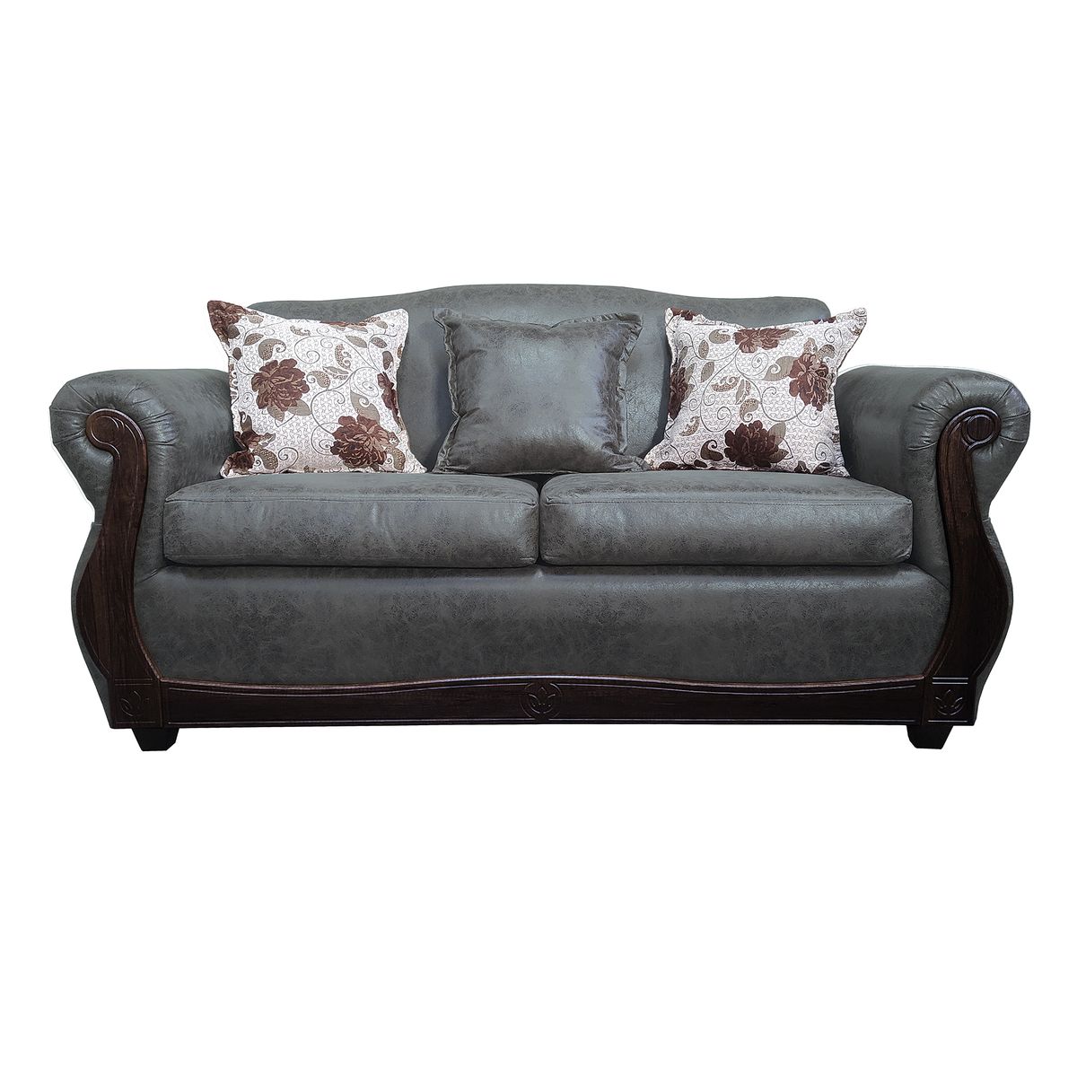 AMERICA DECORA - Sofá Con Resorte Estructural Para 3 Cuerpos Grand Santi Envejecido Gris Oscuro