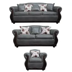 AMERICA DECORA - Living 4-3-1 Grand Santi Envejecido Gris Oscuro