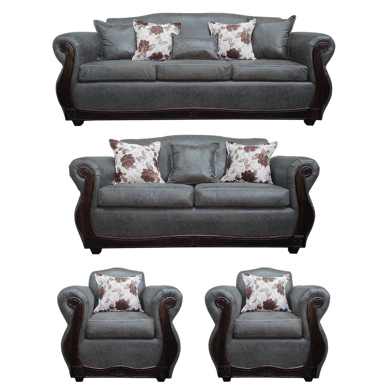 AMERICA DECORA - Living 4-3-1-1 Grand Santi Envejecido Gris Oscuro