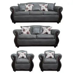 AMERICA DECORA - Living 4-3-1-1 Grand Santi Envejecido Gris Oscuro