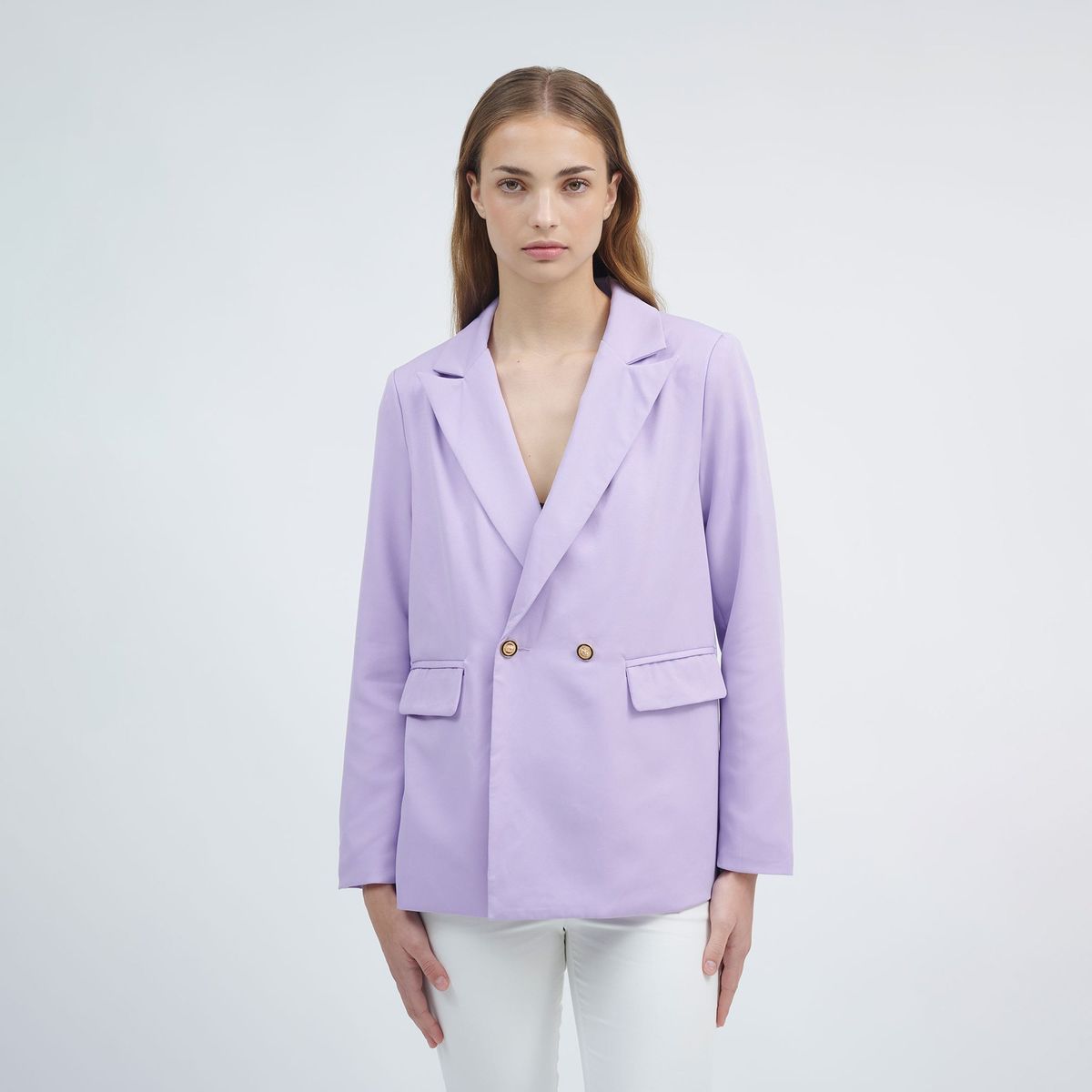 GUINDA - Blazer Oversize con Botonadura Dorada Tailor Guinda