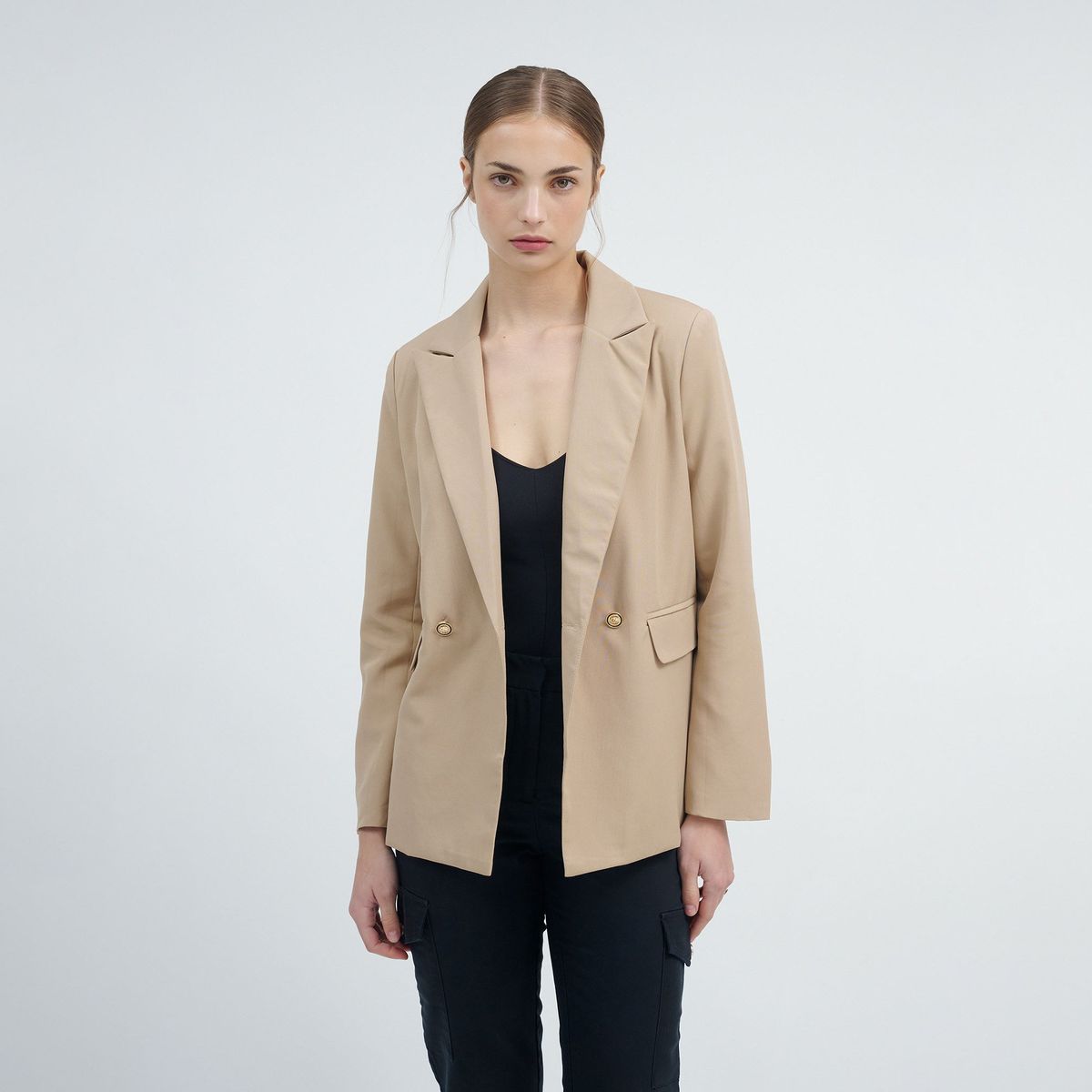 GUINDA - Blazer Oversize con Botonadura Dorada Tailor Guinda