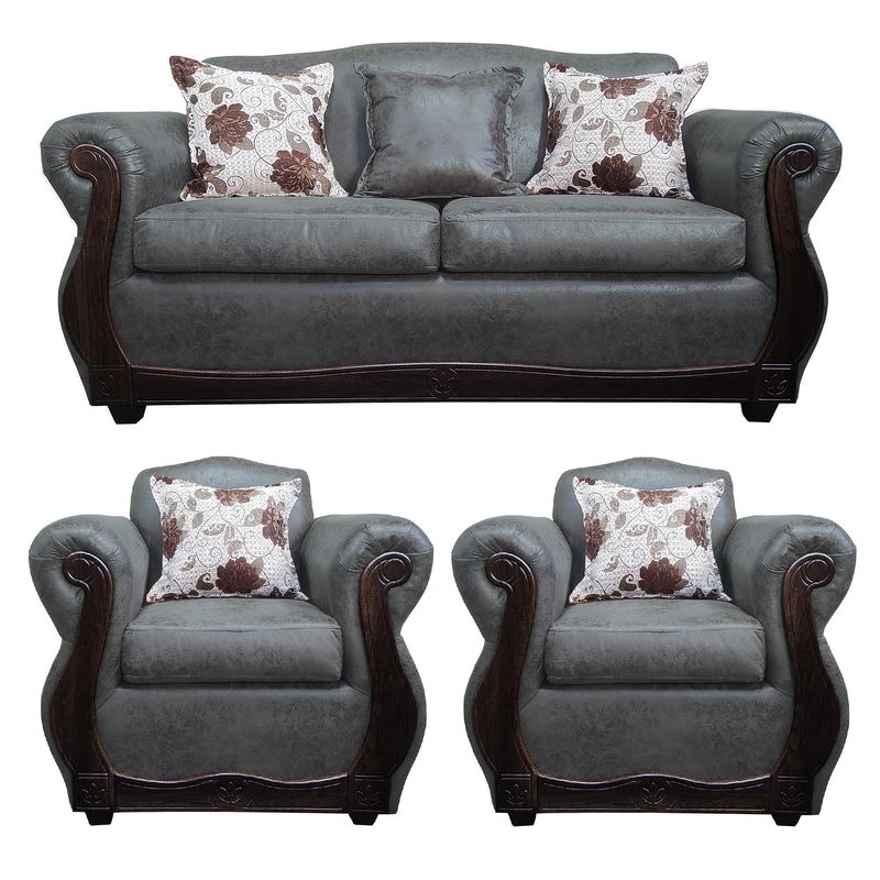 AMERICA DECORA - Living 3-1-1 Grand Santi Envejecido Gris Oscuro