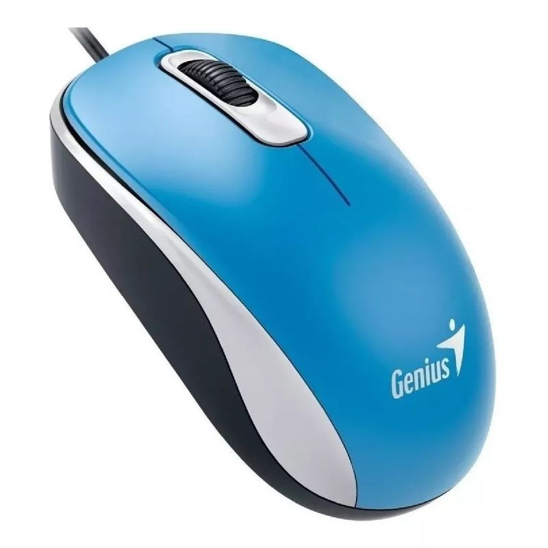 GENIUS - Mouse alámbrico DX-110 Óptico USB Azul, 3 botones, Ambidiestro.