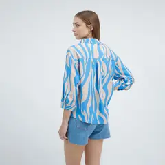GUINDA - Blusa con Botones y Cuello Camiser Hands -