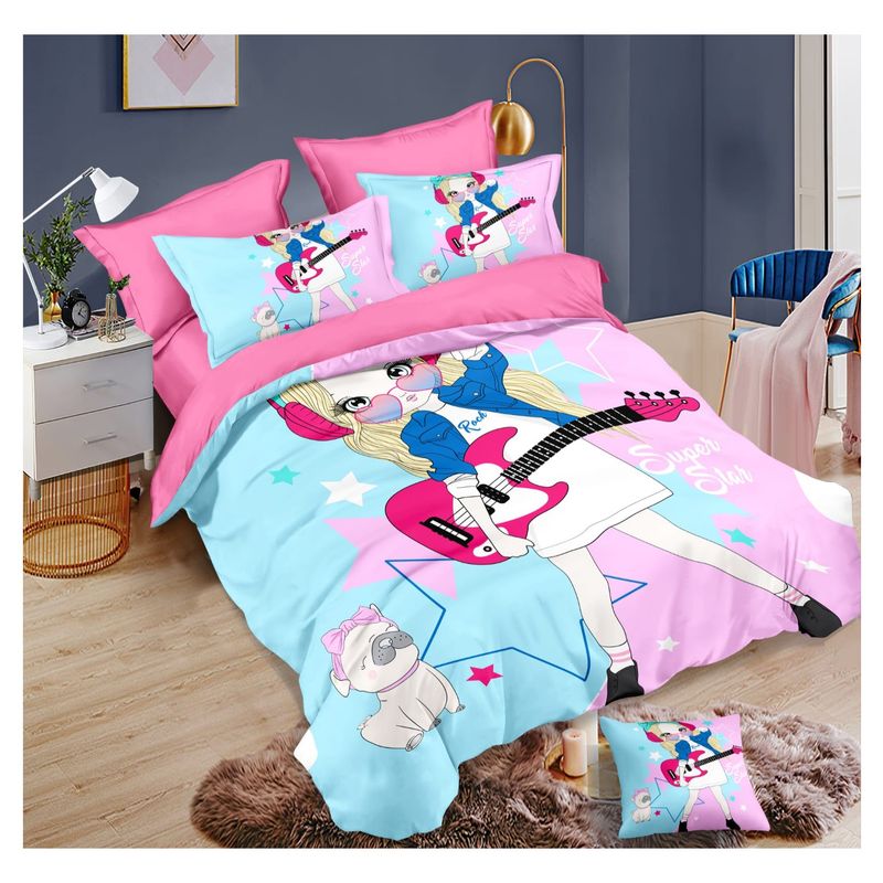 COMPRAPO - Cubrecama Quilt Infantil Juvenil Liviano 1.5 Pza Girls And Rock