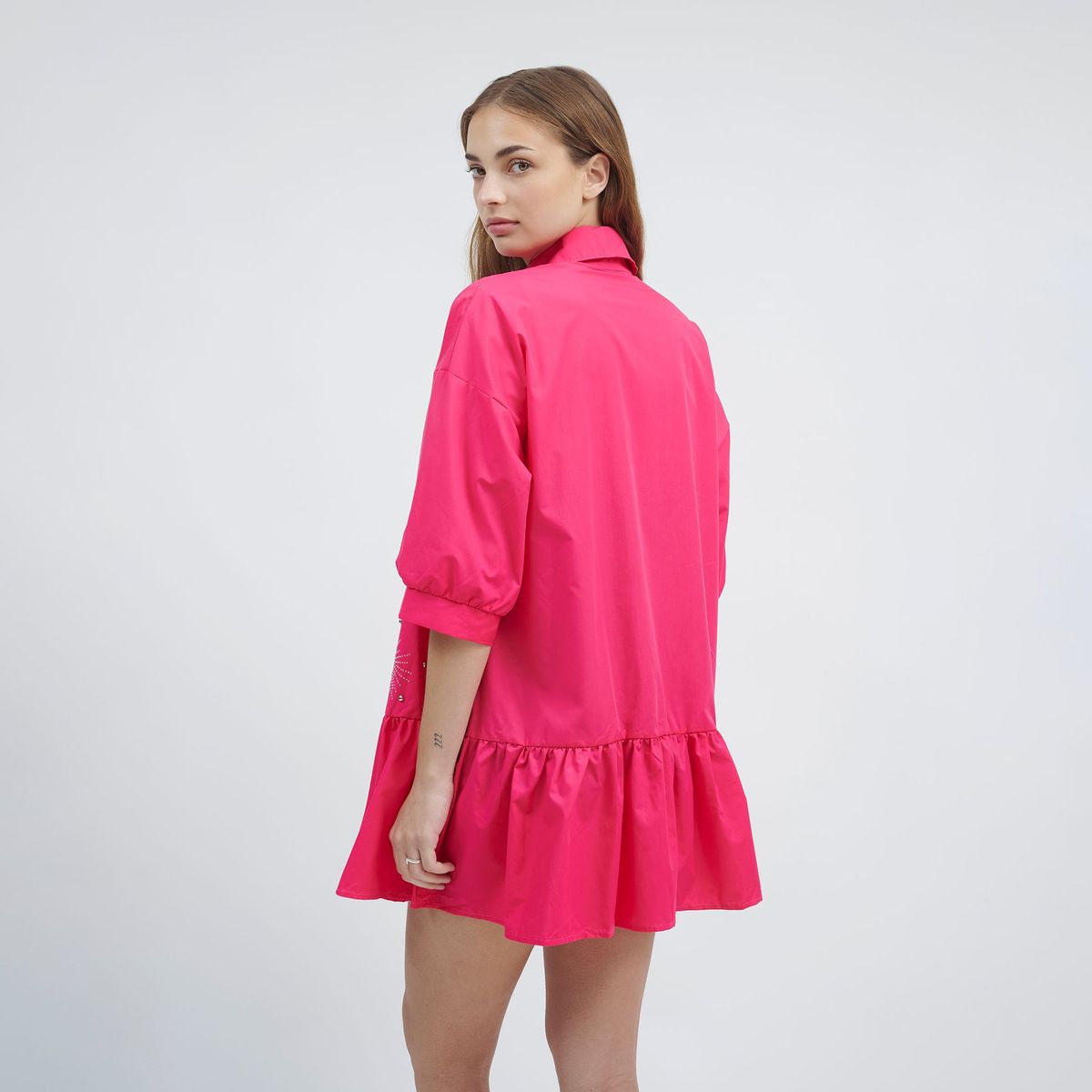 GUINDA - Vestido de Silueta Globo con Manga 34 Mystic - GUINDA